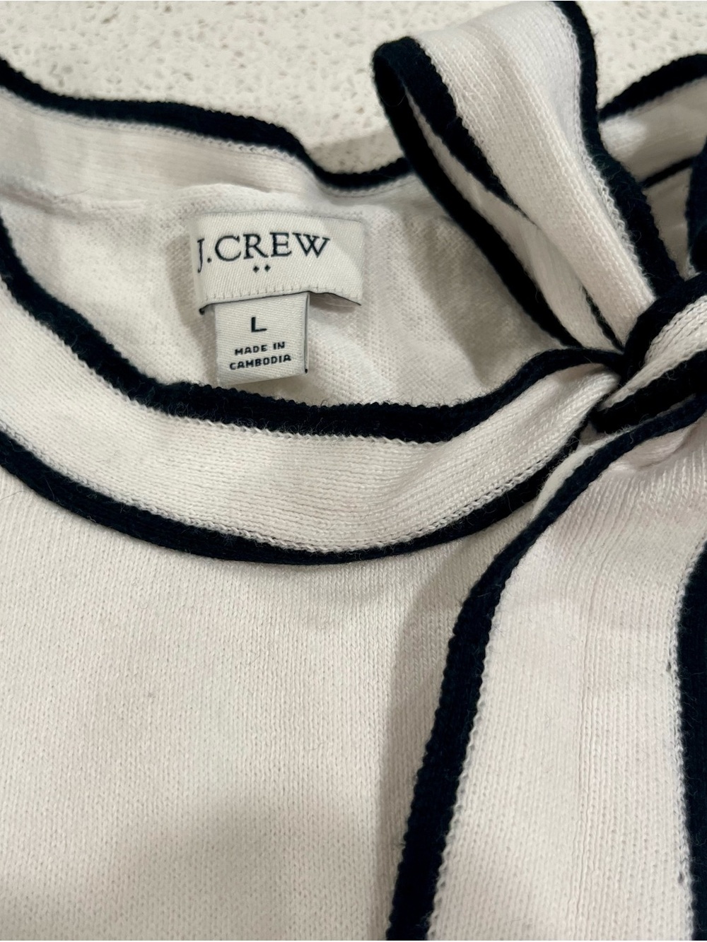 J. Crew White Tie-Neck Bow Sweater - Picture 2 of 2